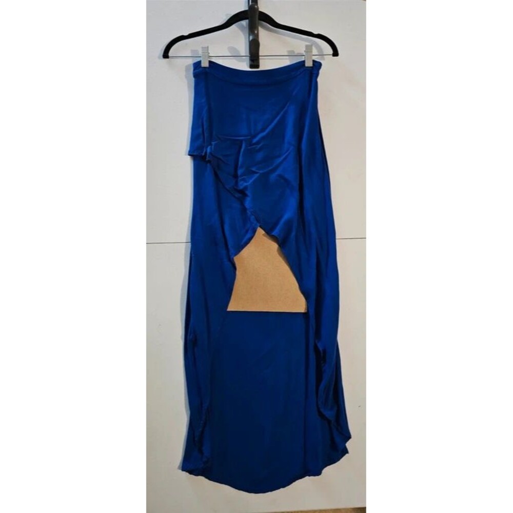 Forever 21 Royal Blue Asymmetric Draped High-Low Maxi Skirt S